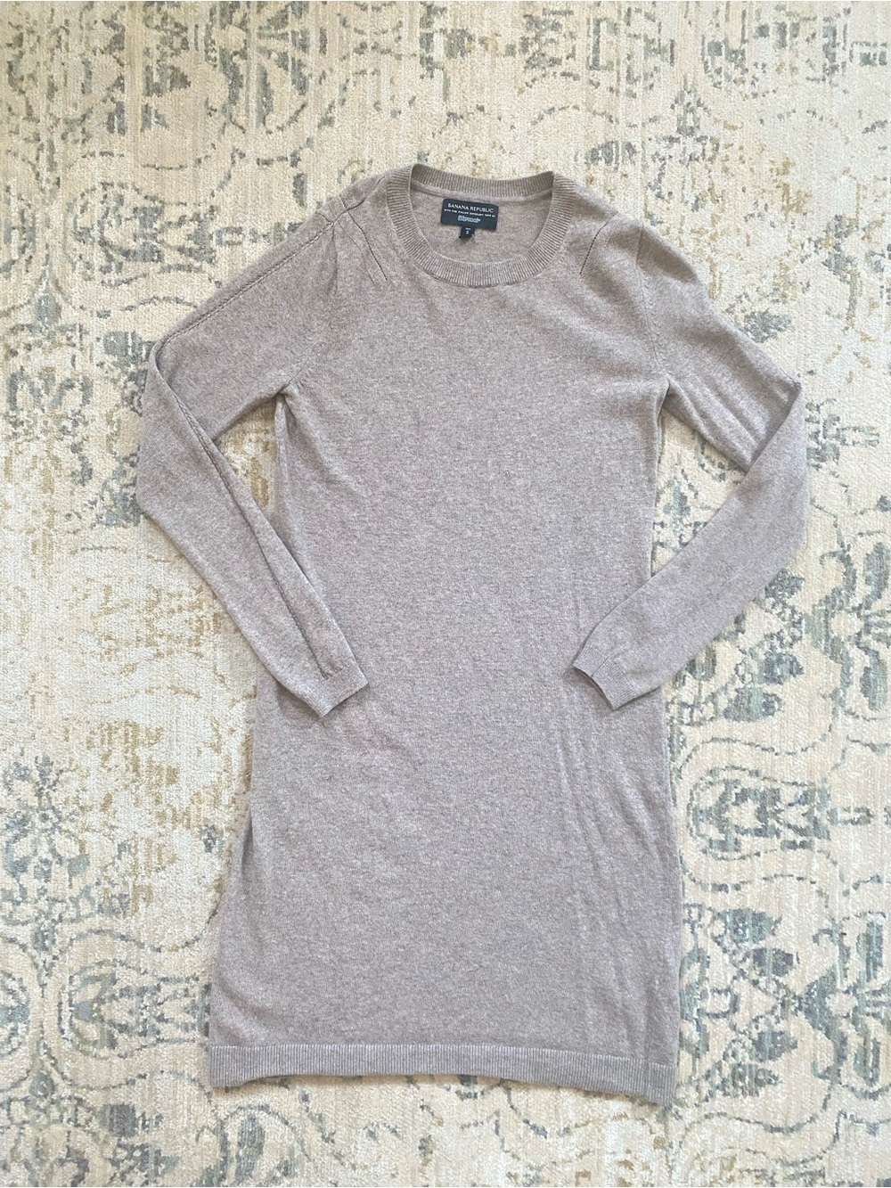Banana Republic TALL Filpucci Cashmere Blend Crewneck Sweater Dress - Taupe Tan